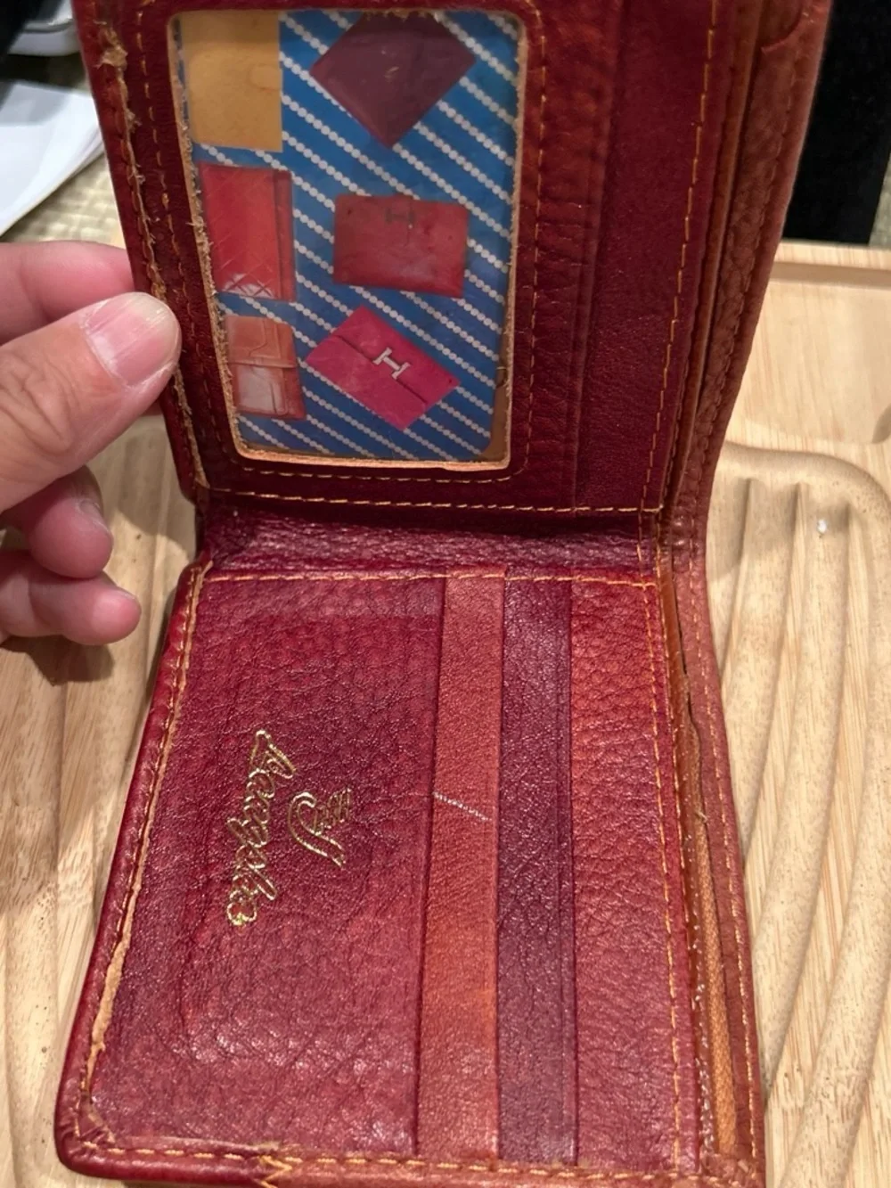 Red Leather Men's Bifold Wallet